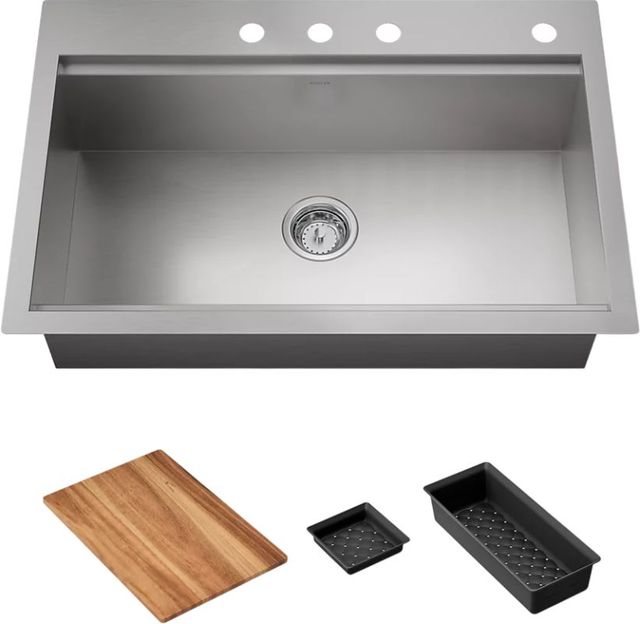 KOHLER® Lyric® Workstation Stainless Steel 33" Top/Undermount Single-Bowl Kitchen Sink-0