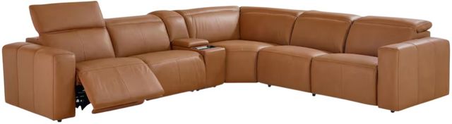 Bassett® Furniture Club Level Airy 6-Piece Antelope Leather Power Reclining Sectional-1