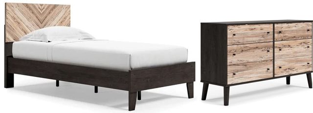 Signature Design by Ashley® Piperton 2-Piece Two-Tone Black/Brown Twin Panel Platform Bed Set-0