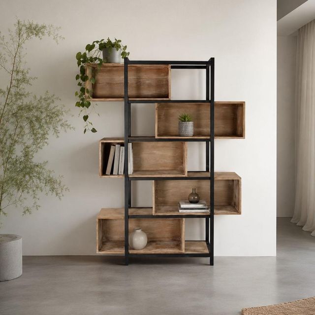 Nest Home Collections Mary Lou Gray Washed Cube Bookcase-1