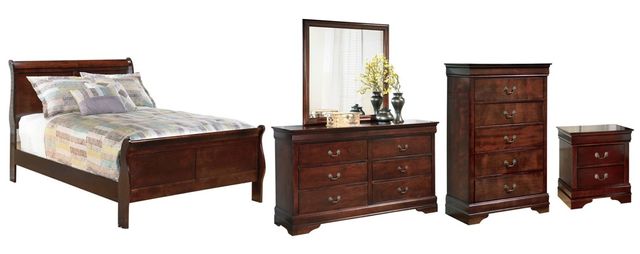 Signature Design by Ashley® Alisdair 5-Piece Dark Brown Twin Sleigh Bed Set-0