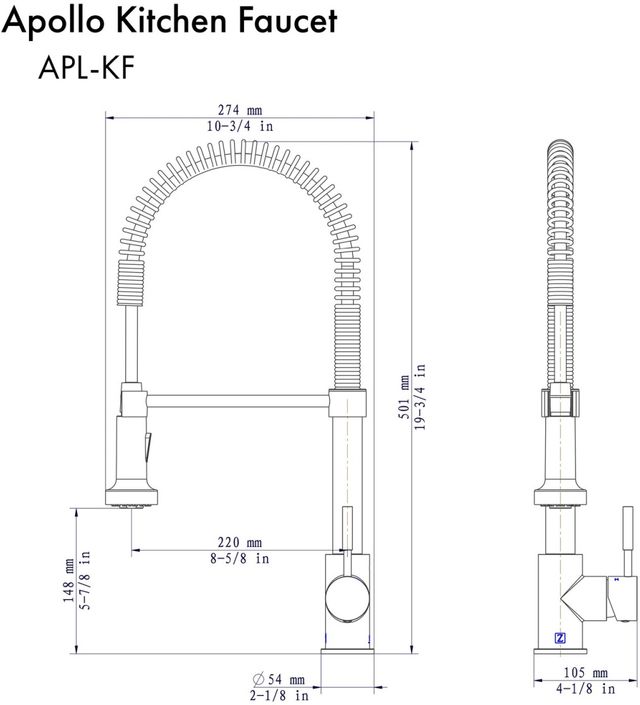 ZLINE Apollo Gunmetal Pull Down Kitchen Faucet-1
