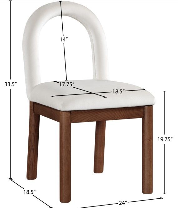 Meridian Furniture Conrad Cream/Walnut Dining Side Chair-4