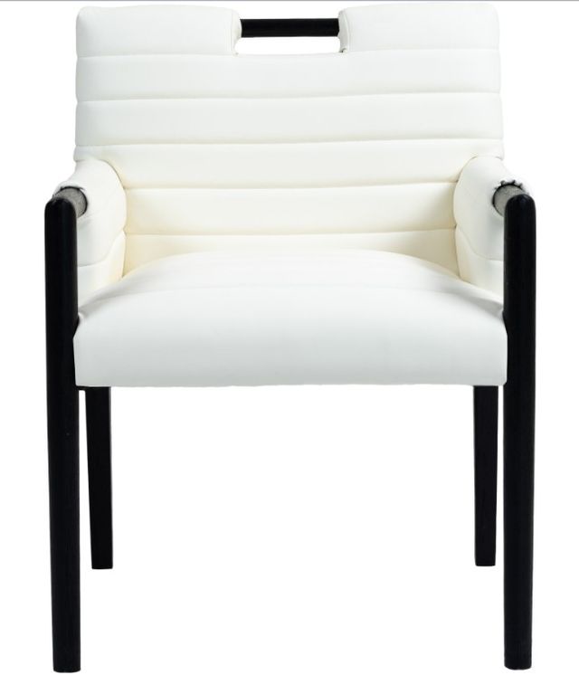 Meridian Furniture Aimee Black/Cream Vegan Leather Dining Arm Chair-1