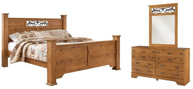 Signature Design by Ashley® Bittersweet 3-Piece Light Brown King Poster Bed Set-0