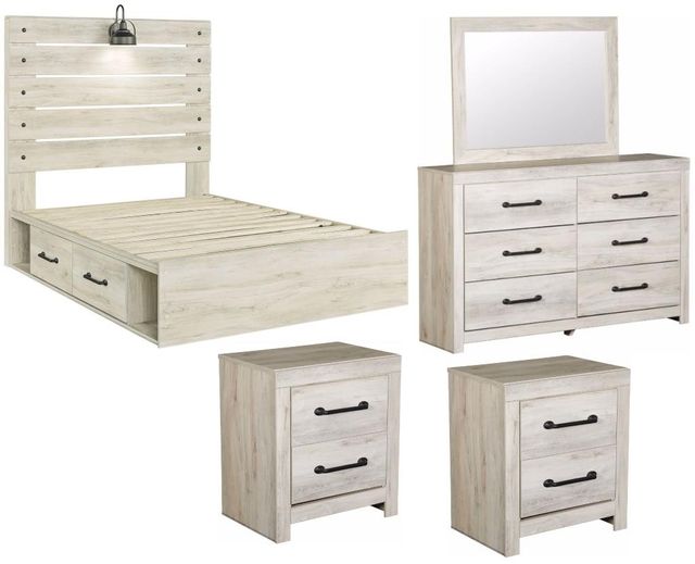 Signature Design by Ashley® Exquisite 5-Piece White Full Panel Bed Set