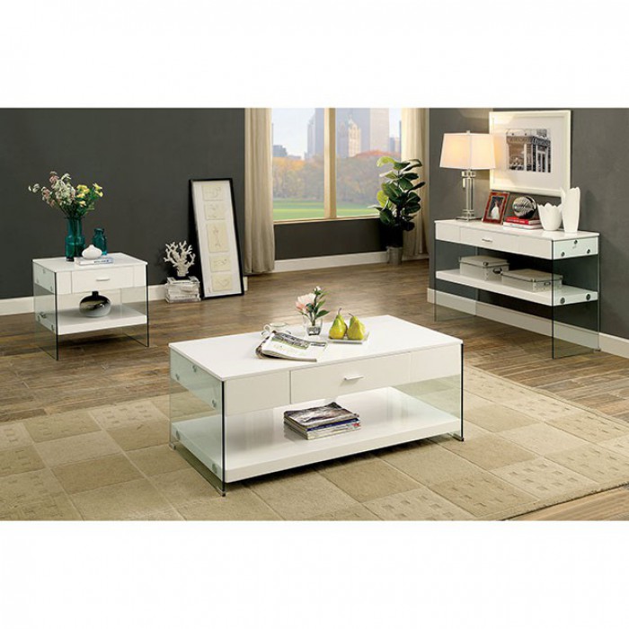 Raya Glass/Wood Storage Sofa Table - Thumbnail 5