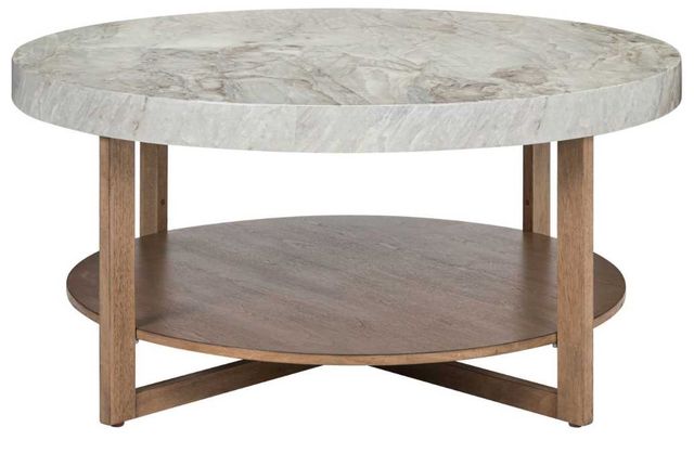 Liberty Furniture Danby Alabaster Cocktail Table with Nutmeg Base-2