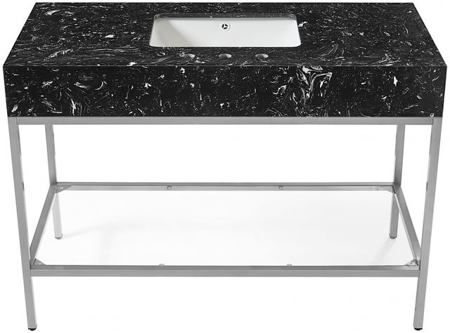 Meridian Furniture Marmo Black/Brushed Chrome 48" Bathroom Vanity-1