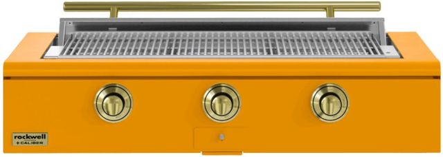 Caliber™ Rockwell Social 3-Burner Saffron Built-In Natural Gas Grill with Brass Hardware-0