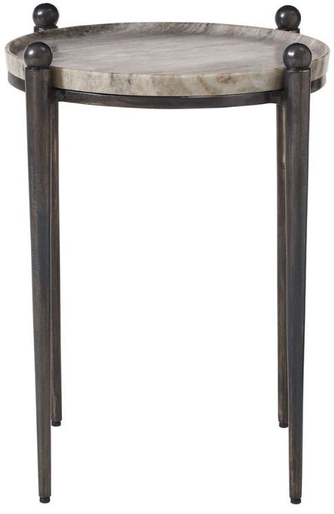 Uttermost® Nahunta Gray Accent Table with Dark Bronze Base-3