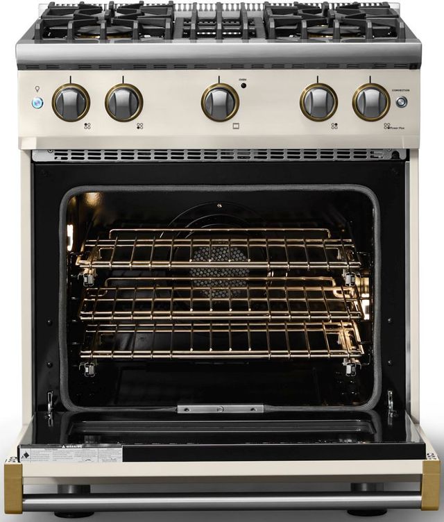 Viking® 5 Series 30" Pure White Pro Style Gas (NG) Range with Brushed Brass Trim-1