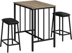 Monarch Specialties Inc. 3-Piece Black/Brown Counter Height Dining Set