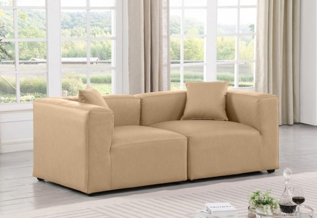 Meridian Furniture Cube 2-Piece Tan Vegan Leather Modular Sofa-4