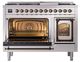 Ilve® Nostalgie II Noblesse 48'' Stainless Steel Pro Style Dual Fuel Range with Burnished Trim-3