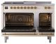 Ilve® Nostalgie II Noblesse 48'' Antique White Pro Style Dual Fuel Range with Brass Trim-2