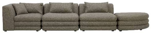 Moe's Home Collection Lowtide Linear 4-Piece Stone Tweed Right-Arm Facing Modular Sectional and Ottoman-1