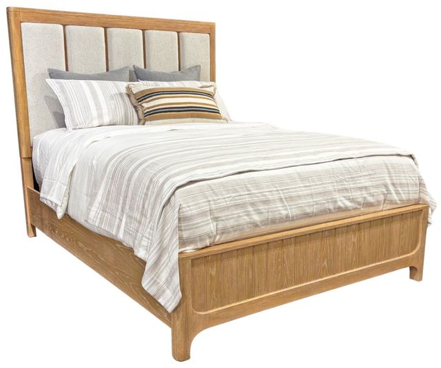 Parker House® Escape Glazed Natural Oak Queen Upholstered Panel Bed-0
