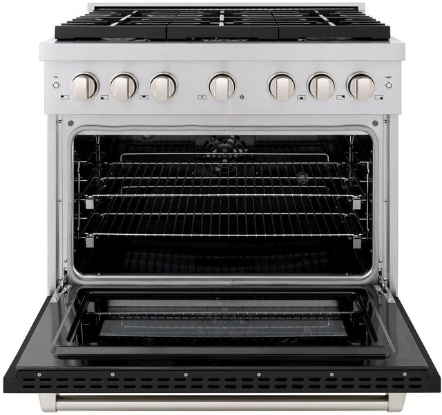 ZLINE Paramount 36" Stainless Steel Pro Style Dual Fuel Range with Black Matte Door-1
