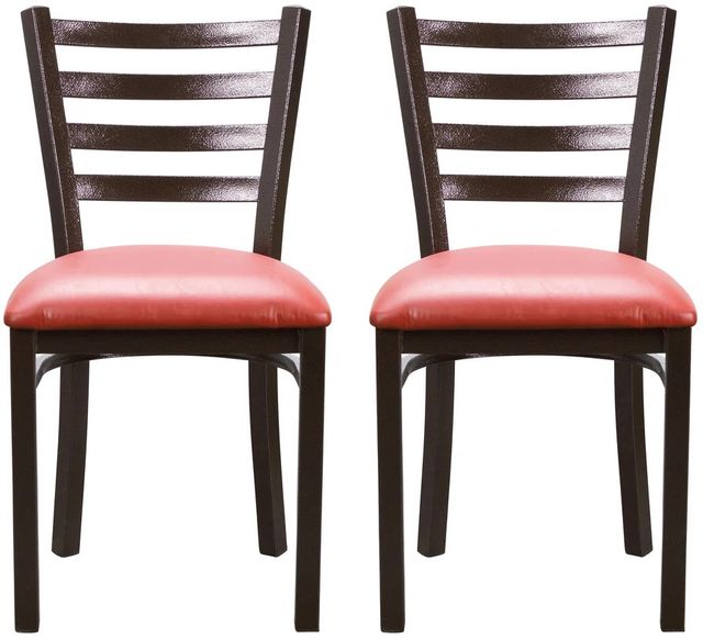 Linon Kara 2-Piece Bronze/Red Vinyl Metal Side Chairs-3