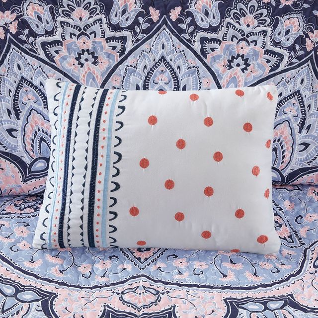 Olliix by Intelligent Design Odette Blue Twin/Twin XL Boho Reversible Coverlet Set-4