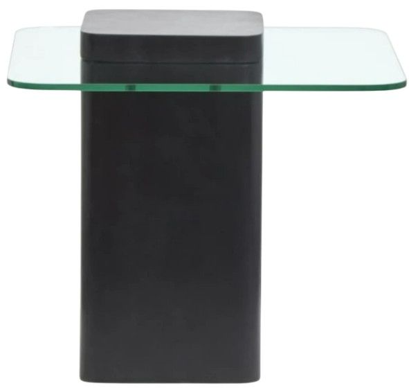 Magnussen Home® Donora Glass Top Square End Table with Obsidian Base-2