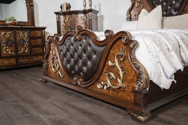 Furniture of America® Aquilina 4-Piece Dark Cherry/Oak Queen Bedroom Set-2