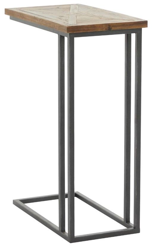 Deco Marche Brown C-Table with Black Base-2
