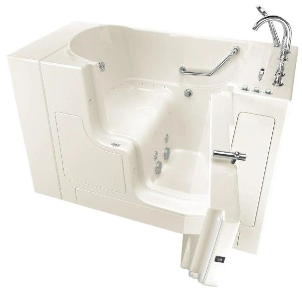 American Standard Gelcoat Linen 30” x 52” x 40" Outward Opening Door Walk-In Bathtub with Air Spa and Whirlpool system-0