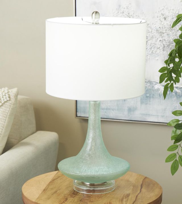 Deco Marche Teal Table Lamp Silver Base-3