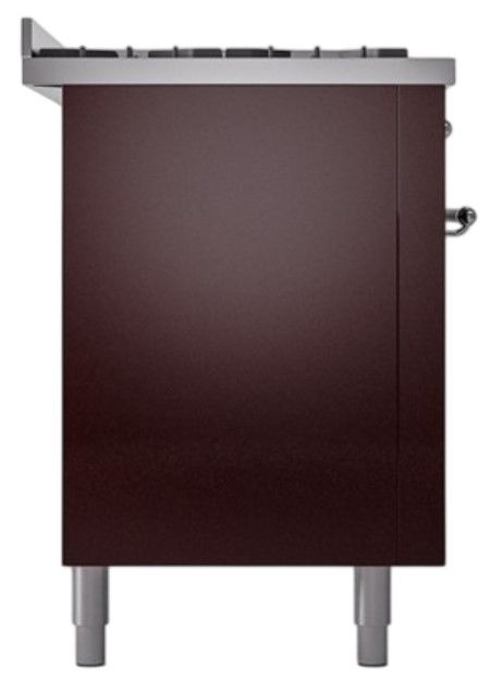 Ilve® Nostalgie II Noblesse 60'' Burgundy Pro Style Dual Fuel Range with Chrome Trim-2