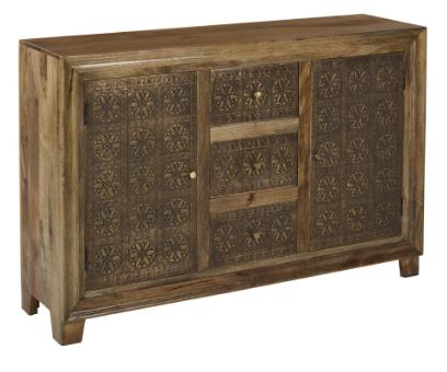 Jaipur Furniture Brass Brocade Brown Cabinet-0