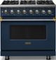 Viking® 5 Series 36" Slate Blue Pro Style Dual Fuel (NG) Range with Brushed Brass Trim-0