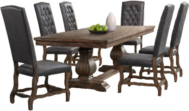 Elements International Gramercy 7-Piece Chocolate/Weathered Brown Curved Leg Dining Set-0