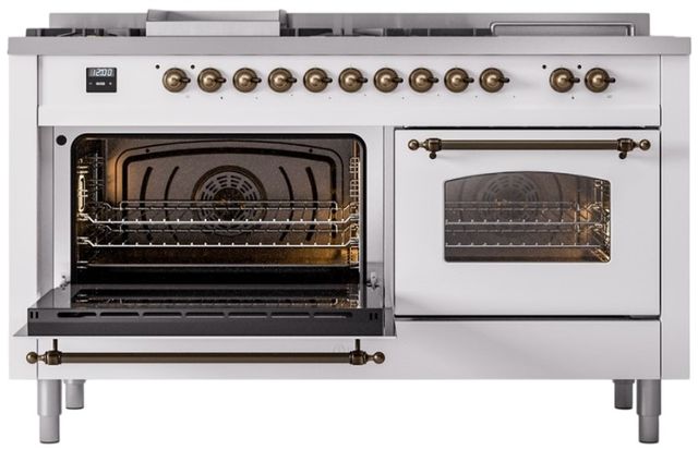 Ilve® Nostalgie II Series 60" White Pro Style Dual Fuel Range-3