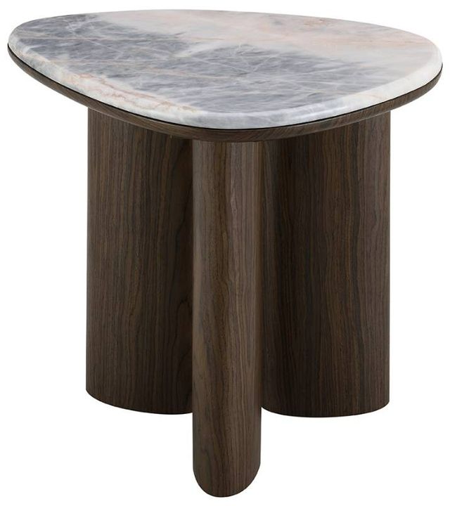 ACME Furniture Hanale Natural Marble Top End Table with Brown Legs-3