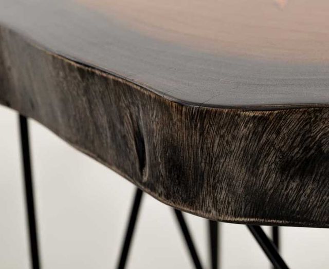 International Furniture Direct Parota Epoxy Brown Sofa Table with Black Base-4