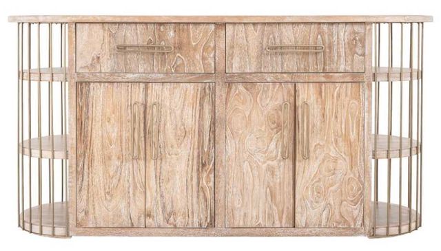 International Furniture Direct Balam Stained White Kitchen Island-3