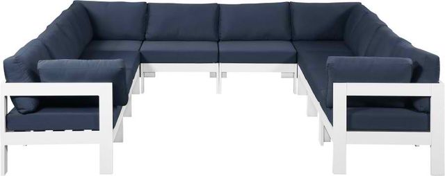 Meridian Furniture Nizuc 10-Piece Navy Outdoor Patio Modular Sectional Set-0