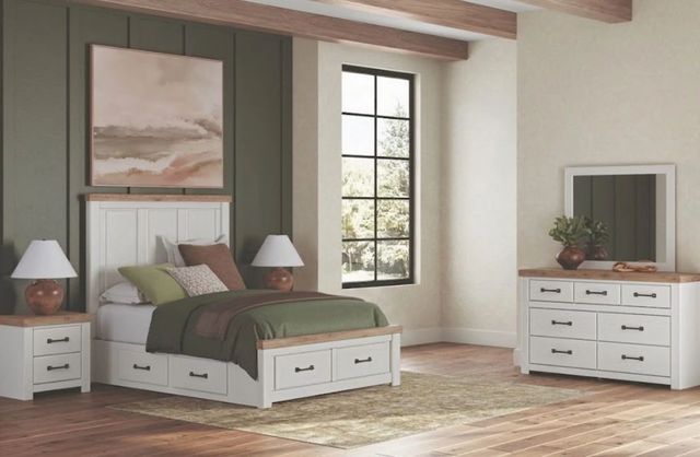 Benchcraft® Savonport 4-Piece Brown/White Queen Panel Storage Bedroom Set-1