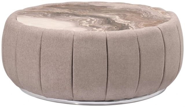 Michael Amini® Lucca Beige Cocktail Table with Silver Base-0