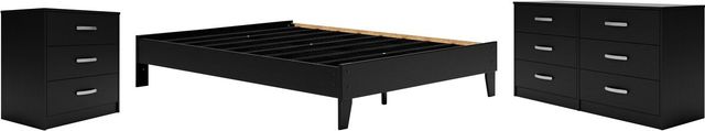 Signature Design by Ashley® Finch 3-Piece Black Queen Platform Bed Set-0