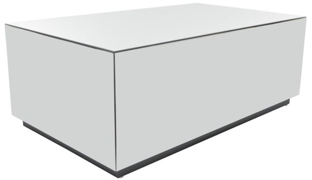 Deco Marche USelect Silver Glass Mirrored Rectangle Coffee Table with Elevated Base-0