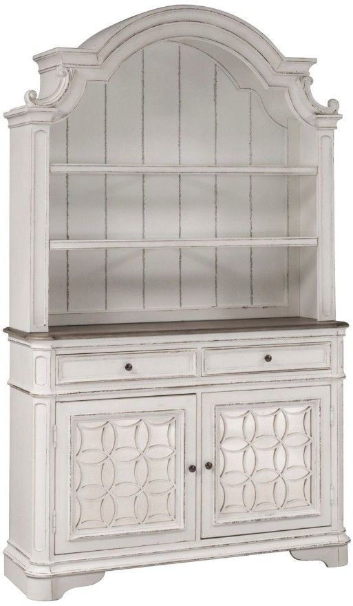 Liberty Furniture Magnolia Manor Antique White/Weathered Bark Hutch and Buffet-0
