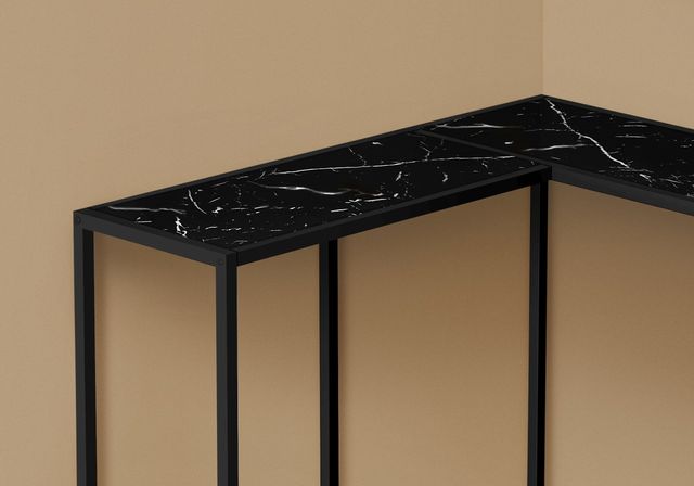 Monarch Specialties Inc. 36" Black Corner Console with Black Metal Base-2
