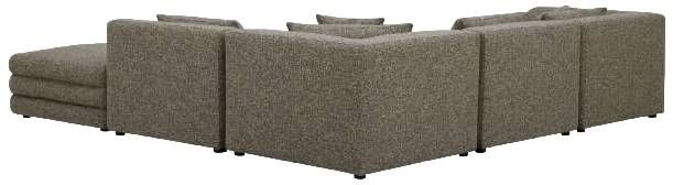 Moe's Home Collection Lowtide 5-Piece Stone Tweed Sectional with Ottoman-3