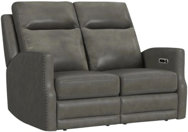 Flexsteel® Maxwell Cinder Leather Power Reclining Loveseat with Power Headrest and Lumbar-0