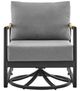 Armen Living Crown Black/Gray Outdoor Aluminum/Teak Swivel Chair-3