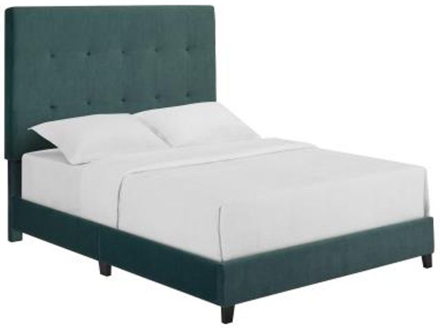 Legends Home Bridger Green Velvet Queen Upholstered Panel Bed-0