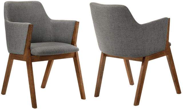 Armen Living Renzo 2-Piece Charcoal/Walnut Dining Side Chair Set-0